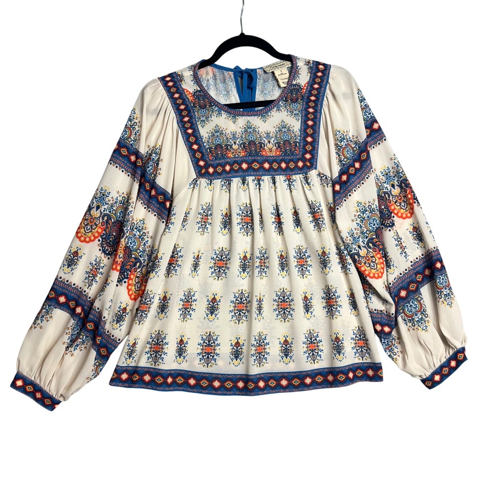 Flying Tomato Flowy Peasant Top Shirt Size S Boho Balloon Sleeve Gypsy